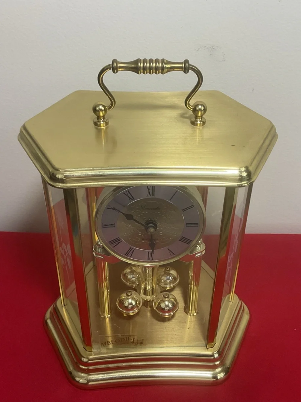 German Concordia Quartz Anniversary Clock, Westminster Chime, Gold-Tone with Ros